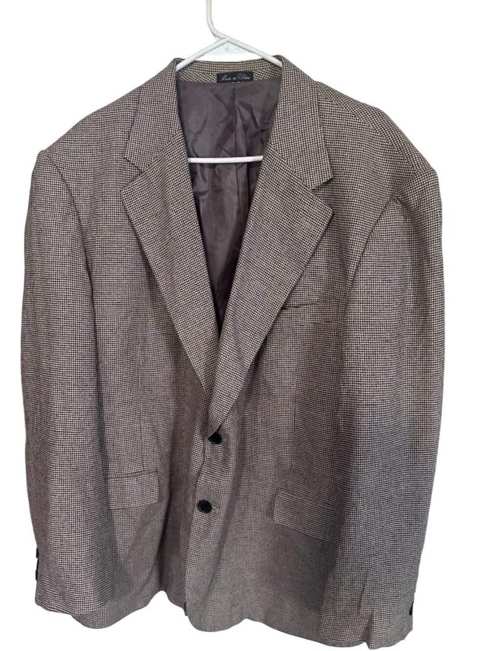 Enrico Gelini brown 100% silk microhounds tooth jacket size L